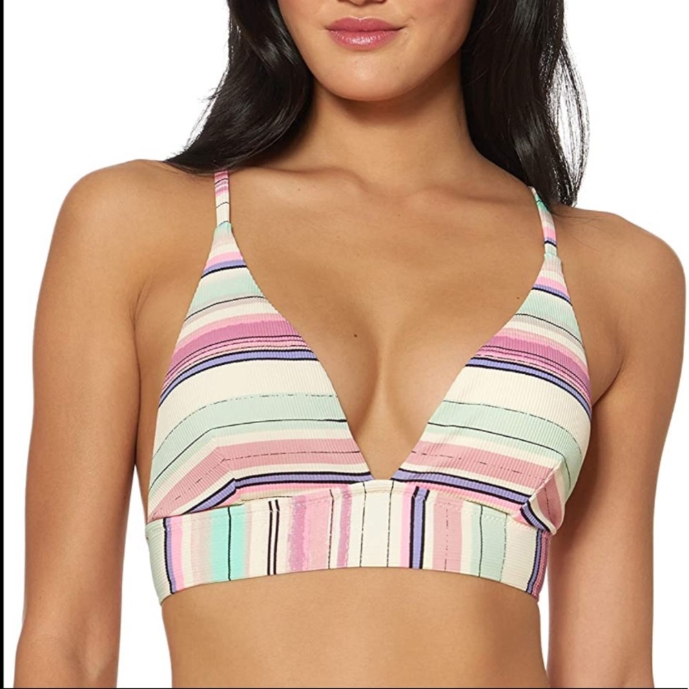 Jessica Simpson Multicolor Striped Triangle Bikini Top